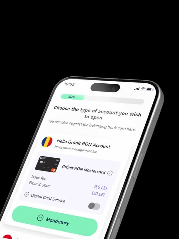Számlanyitás a mobiltelefon kijelzőjén