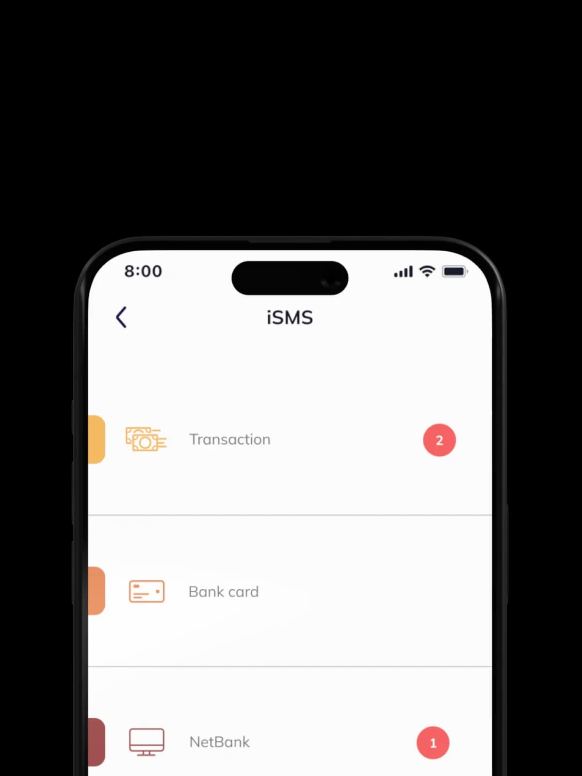iSMS a mobiltelefon kijelzőjén