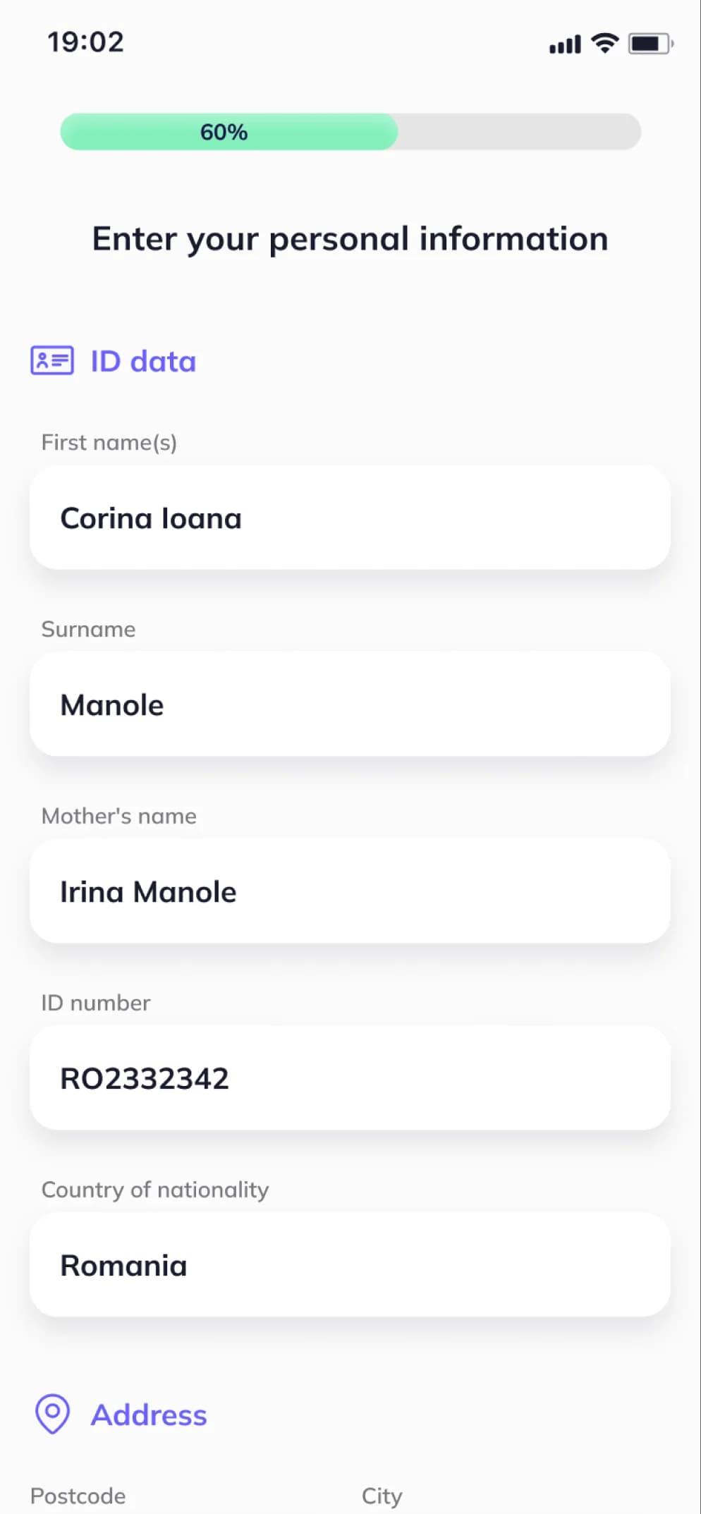 Providing personal details